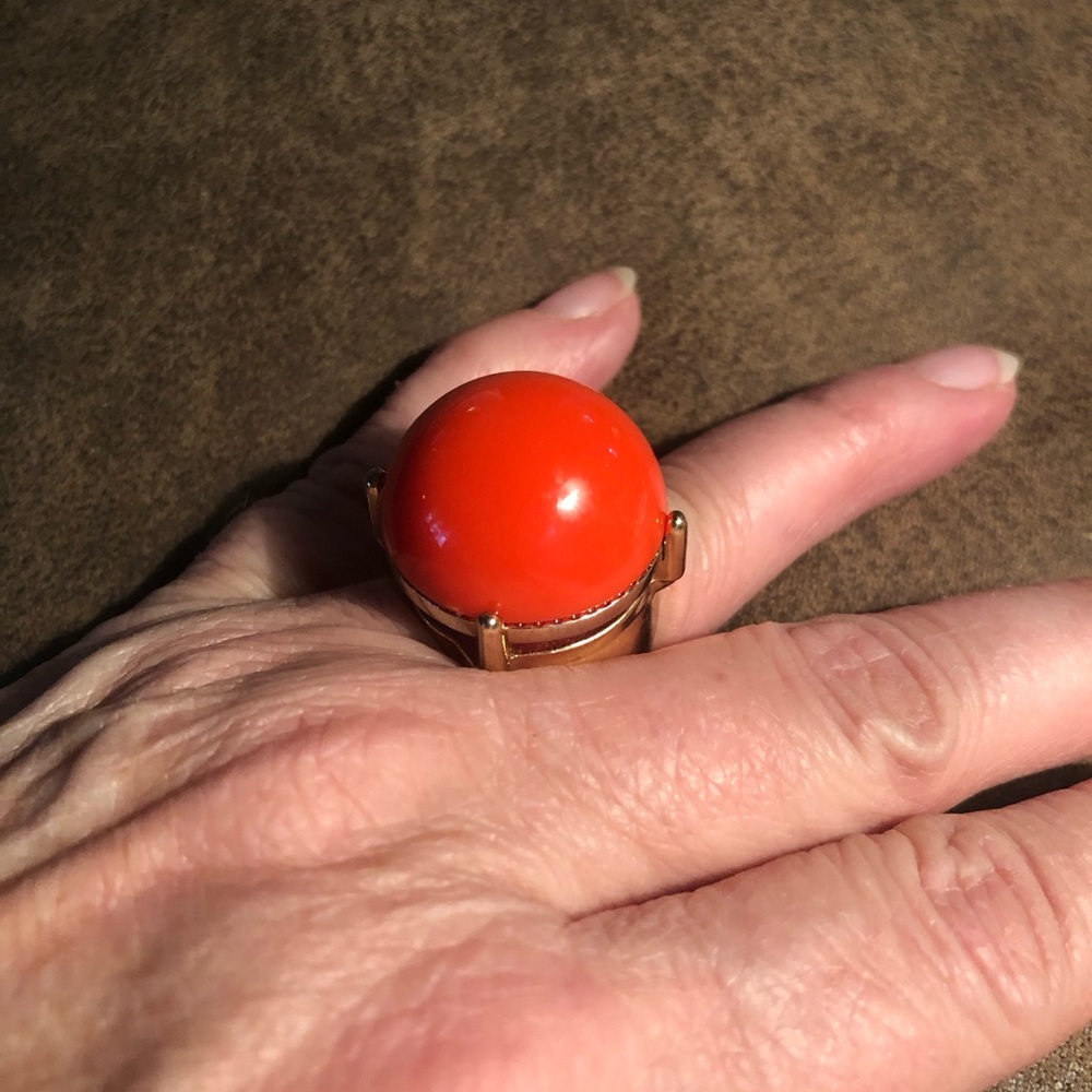Bold Orange Lucite Dome Statement Ring - image 4
